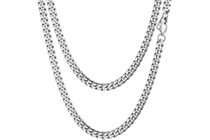 PROSTEEL Collana Uomo a Catena Cubana Barbazzale Grande Robusta, Larga 5 6 10 14 mm, Lunghezze Varie 35-75 cm, Acciaio Inossidabile/Placcato Oro, Argento Oro Nero, Regalo Ottimo (con Confezione)