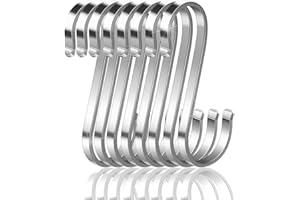 WEERSTONE 16 haczyków w kształcie litery S, ze stali nierdzewnej, wytrzymałe metalowe haczyki do przyborów kuchennych, biura, łazienki, szafy warsztatowej, garażu, niezbędnik do gospodarstwa domowego