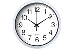AMDONALO Wanduhr, 25,4 cm, batteriebetrieben, geräuschlos, nicht tickend, analoge Uhr für Küche, Wohnzimmer, Büro, Zuhause, Schlafzimmer, mit spurlosen Haken