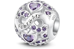 LONGLUCK CHARMS & BRACELETS Pierre de naissance des douze mois,Bijoux pour femmes,Compatible Pour Pandora les bracelets et les colliers Charms de,Cadeaux pour femmes.