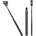 eWINNER 46" Ultra Light Carbon Fiber Selfie Invisible Stick Detachable Extension Pole Monopod Compatible with Insta360 X4 ONE X3/X2 Hero12 Osmo Action panoramic cameras