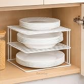Decorlay 3-Tier Kitchen Plate Rack Metal Dish Organizer | Space Saving Bartan Stand for Plates, Bowls, Cups & Utensils | Coun