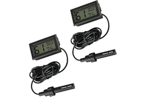 Telidif Reptile Tank Accessories, 2 Pack Digital Thermometer and Hygrometer, LCD Display Probe for Reptile Incubator, Terrariums, Pet Tanks, Temperature and Humidity Monitoring