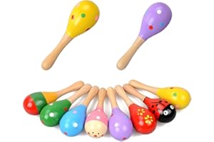 Eabdice 10 Pezzi Baby Mini Maracas, Maracas in Legno, Giocattoli Educativi Musicali Shakers, Legno Sonaglio, Percussioni a mano Strumento musicale Sonaglio, Bambini Musicale Favore