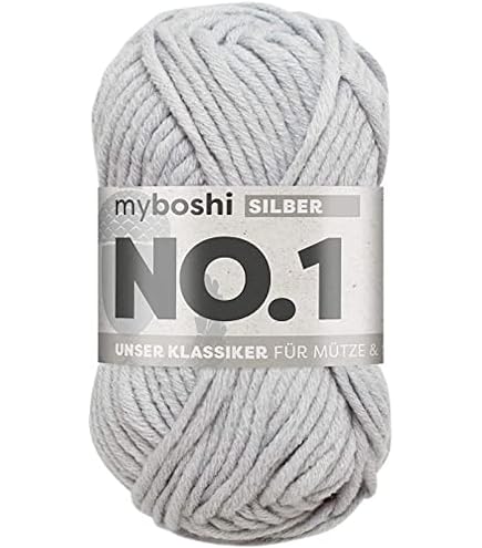 Myboshi No.1 Wolle – 5 Knäuel Schnellstrickgarn, 50g, Farbe Titangrau, Mulesing-frei