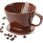 DOWAN Porcelain Coffee Filter Size 2, Coffee Dripper | Reusable Coffee Filter Coffee Filter Accessory for 2-3 Cups - Brown
