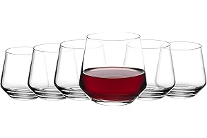 Amisglass Verre Vin Cristal, Verre à Vin Rouge sans Pied de 6 Pièces de 390ml, Verre Whisky sans Plomb, Parfait Verre Multi-Usage Idéal comme Cadeau et pour Fête - Service de Table de 6Pcs x 39cl