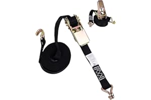 51buyoutgo 2 Pcs Stainless Steel Ratchet Straps with Hooks 4m Long 25mm Wide, Small Black Rachet Ratchet Tie Down Straps Set for Cargo Kayak Surfboard Car Roof Rack