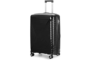 Aerostar 28” Large Lightweight PP Hard Suitcase 4 Silent Spinner Wheels Check-in Luggage Integrated TSA Combination Lock for 20 to 23kg (Black, 100 Litre)