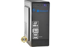 VOKOT Pc Fisso i3 intel core Cpu fino a 3.40ghz, 8gb Ram, Ssd da 240gb, Wifi Incluso, Windows 11 Pro, Office 2019, Computer PC Desktop completo per ufficio,casa pronto all'uso