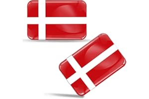 Biomar Labs® 2 pcs 3D Gel Pegatinas Bandera Nacional Dinamarca Denmark Silicona Adhesivo Autos Coches Motos Ciclomotores Bicicletas Ordenador Portátil F 51