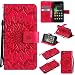 Produktbild Lonchee Huawei G Play mini / Huawei Honor 4C Leder Wallet Tasche Brieftasche Schutzhülle , Sonnenblumen geprägten Muster Design Hochwertige PU Leder Folio Tasche Case Hülle im Bookstyle mit Standfunktion Kredit Kartenfächer (Rote)