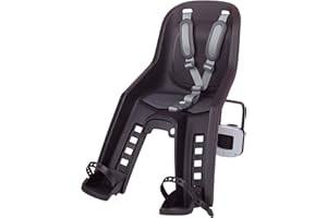 POLISPORT 8406900021 - Seggiolino anteriore BUBBLY MINI PLYS FF per biciclette con ruote da 26'' a 29'' adatto a bambini da 9 a 15Kg con ancoraggio al telaio en color Nero/Grigio scuro