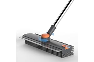 3 in 1 Bathroom Cleaning Brush with Wiper - Heavy Duty 52 inch Long Handle 360° Rotate Floor Scrubber Brush, Tiles Cleaning, 