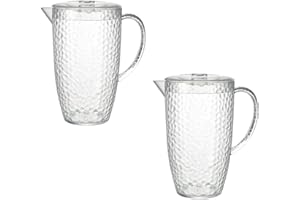 BELL'O Bello Dimple Clear Plastic 2 Litre Picnic Water Jug Pitcher with Lid (2)