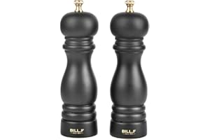 BF BILL.F SINCE 1983 Bill.F Wood Salt and Pepper Mill Set of 2, Pepper Grinders, Salt Shakers with Adjustable Ceramic Rotor- 7 Inch