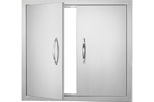 VEVOR BBQ Access Door, 26W x 24H Inch Double Outdoor Kitchen, Stainless Steel Flush Mount, Wall Vertical With Handles, for BBQ Island, Grilling Station, Outside Cabinet