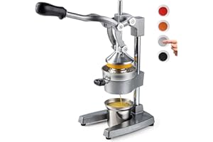 Eurolux Cast Iron Citrus Juicer | Extra-Large Commercial Grade Manual Hand Press | Heavy Duty Countertop Squeezer for Fresh Orange Juice (Bonus Stainless Steel Cup) (Gray)