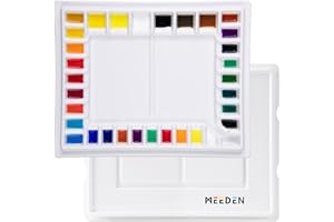 ‎MEEDEN MEEDEN Mischpalette Keramik, 33 Wells Aquarell Weiß Porzellan Malpalette für Gouache Acrylfarbe 34×27cm