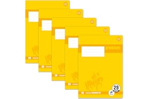 ‎STAUFEN Staufen Premium Schulheft - DIN A4, Lineatur 29 (5x9mm rautiert mit Randlinie), 16 Blatt, 90g/m² Premium Papier, 5 Stück