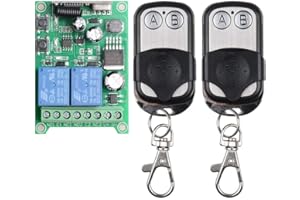 EINAUS Récepteur radio universel à 2 canaux, 12-24 V, télécommande sans fil pour porte de garage, 10 A, 433 MHz, lumière du moteur, interrupteur de sortie relais