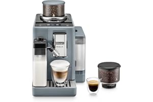 De'Longhi Rivelia Perfetto EXAM440.55.G, Macchina da Caffè Automatica, Chicchi Macinati al Momento, Portachicchi Intercambiabile, Caraffa Montalatte Automatica, Display Touch, Grigio