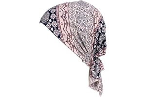 YONKOUNY Turban Chimio Femme Chapeau de Chimiothérapie Confort Coton Impression Foulard Chapeau Musulman Mode Coiffe Headwear Bonnet Elastique de Nuit pour Cancer Cheveux Perte