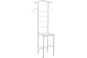 CARO-Möbel Herrendiener JIVO aus Metall, weiß - Stummer Diener mit Ablage und Hosenbügel, Praktischer Kleiderständer, Kleiderbutler, Garderobe