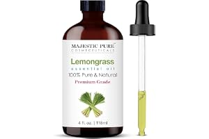 MAJESTIC PURE Lemongrass Essential Oil | 118 ml | 100% Pure and Natural Lemongrass Oil | Premium Grade Essential Oils for Hair Care, Home Diffusers, Skin, Aromatherapy, Massage and Humidifiers