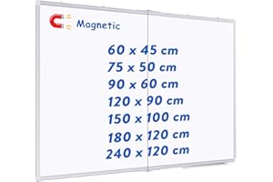 maxtek Grande Pizarra Blanca Magnética 180 x 120 cm, Pizarras Pared con Marco de Aluminio, Whiteboard Borrado en Seco, con Accesorios, Fácil de Instalar Ideal para Oficina, Escuela