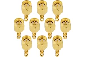 Vecys 10 Pièces SMA Mâle Connecteurs de 50 Ohm SMA Prise Connecteur RF à Souder pour Câble Coaxial RF 1.37mm RG178