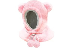 JFAN Enfants Chapeau Hiver Chaud Bonnet Doublé en Polaire Mignon Cagoule Beanie pour Filles Garçons 2 à 12 Ans