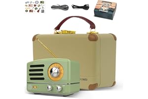 Muzen Radio mit Bluetooth Klein, OTR Metal Speaker, Kleines Radio mit Batterie,Indoor Vintage Deko Retro, Hi-Fi Stereo Bluetooth Lautsprecher, Geschenke für Frauen/Familie