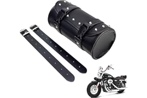 TUWYII Alforja De Motocicleta, Bolsa Herramienta Motocicleta Cuero, Bolsa Universal para Sillín de Moto, Bolsa Moto, con 2 Correas Sujeción, para Mayoría De Motocicletas y Coche Todoterreno (Negro 21cm)