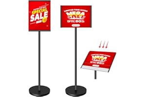 VAIIGO DIN A4 Plakatständer, Höhenverstellbar Infoständer, Schwerlast-Aufsteller, Präsentationsständer für Horizontal & Vertikal, Werbeaufsteller für Büro & Shop, Kundenstopper (A4, Schwarz)