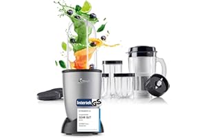 ‎GOURMETMAXX GOURMETmaxx Mr. Magic Mixer | Smoothie Maker mit XXL-Zubehörpaket | Standmixer 18-tlg. | Blender mit auslaufsicheren Frischhaltedeckeln | Food Processor für Shakes, Smoothies etc.