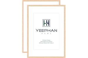 YEEPHAN Cadre photo A3 en bois de chêne naturel 42x29.7cm Set de 2 cadres photo avec support pour cadres photo 7x9inch(18x24cm)Cadre pour certificat ou poster avec façade en Perspex pour montage mural