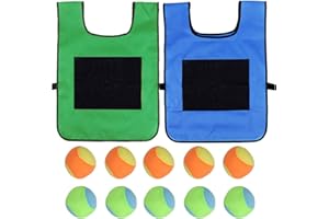 BEOIUCZZY 2 Stück Sticky Ball Weste, Völkerballspiel Set Völkerball Spielset Klettballspiel für Kinder im Innen und Außenbereich Wurfspiele Kinder Geschenk mit 10 Stück Wattebällchen (Grün+Blau)