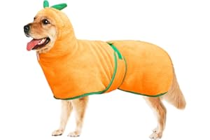 Bibykivn Hundebademantel aus Mikrofaser, Kürbis Hund Bademantel Mantel, Verstellbarer Bademantel für Hunde mit Kragen und Taille,Super Saugfähiger, Für Große, mittelgroße und kleine Hunde