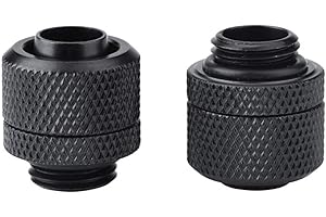 FISHLOR Tube Fitting, 2PCS G1/4 Thread Flexible Tube Connector Brass Two-Touch Fitting for PC Water Cooling, Water Cooling Kit, Water Cooling PC(黑色)