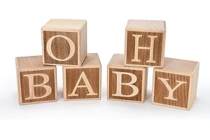 RunFar shop Bloques de madera para bebé, 6 unidades, madera natural, decoración para habitación infantil