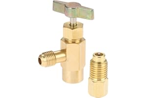 Aupoko R1234YF selbstdichtender Dosenhahn mit R134A Tankadapter, 1/2 Zoll Acme auf 1/4 Zoll SAE Kältemittel-Dosen-Flaschenöffner mit 1/4 Zoll SAE-Buchse und 1/2 Zoll ACME-Stecker-Adapter