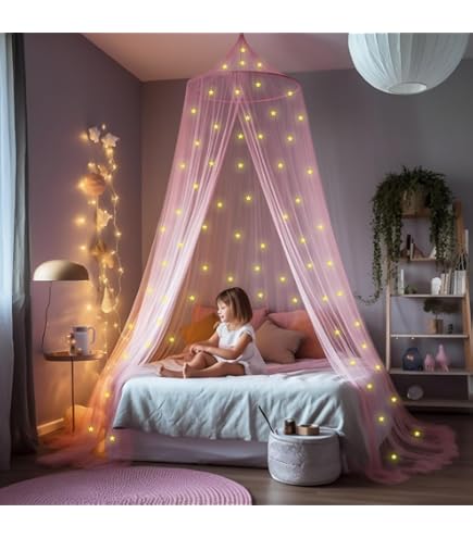 Tenda Da Letto Principessa - Baldacchino Con Corona, Pizzo Trasparente, Zanzariera, Per Camera Bambina - Foto 10