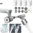 1080° Rotating Faucet Extender with Water Filter, Faucet Aerator for kitchen, 2 Modes Spray Faucet Aerator Extender For Bathroom, Faucet Extender for sink, Faucet Water Filter for Sink with Manual