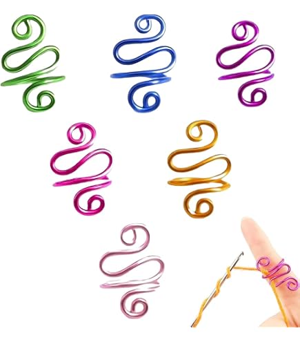 Ruzister 3 anelli per uncinetto, anello regolabile all'uncinetto per dita, anello di guida per filo di gatto, per lavori a maglia, accessori all' uncinetto con scatola per donna