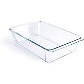 Deep Clear Glass Baking Pan, Rectangle Tempered Glass Mold, Larger Baking Dish. -3.5 Liter