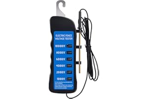 PILIPANE Medidor de voltaje del probador de cercas eléctricas, probador de voltaje de cercas eléctricas de 10000 V con retroiluminación, herramienta portátil impermeable con 6 piezas de luz para granja, P