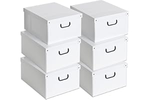 Lavatelli Set con 6 Scatole armadio in cartone, contenitore per vestiti e biancheria, per cambio stagione e cameretta bambini. Scatola regalo. Organizer Portaoggetti GRANDE BIANCO, 40x50x25 cm