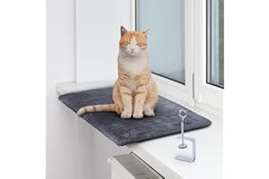 Bestlivings Flauschiges Fensterliegebett für Katzen in Grau (45cm x 28cm), Katzenbett für die Fensterbank - Indoor Katzenliege Katzendecke