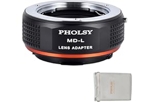 PHOLSY Adaptador de Objetivos MD a LL para Lente de Montura Minolta Rokkor MD MC SR y Cuerpo de Cámara Leica L Montura para Leica SL2, SL2-S, CL, TL2, Lumix S5, S1, BS1H, Sigma fp, fp L, MD-Leica L